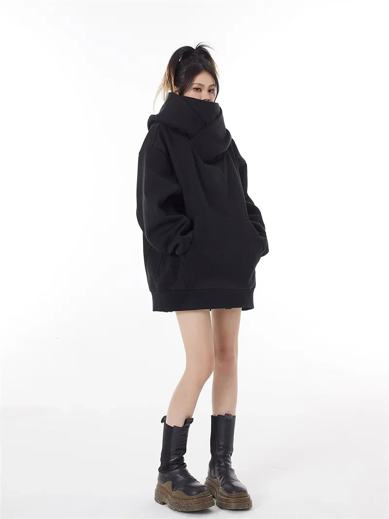 Unisex Oversized Fleece Turtleneck Hoodie