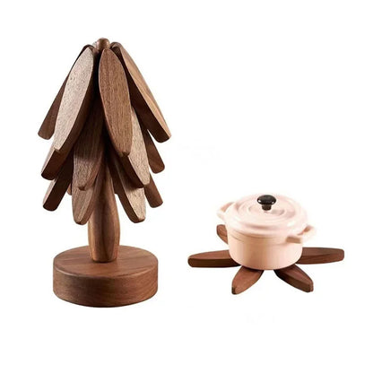 4 Piece Wooden Tree Coaster Set