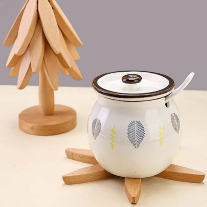 4 Piece Wooden Tree Coaster Set