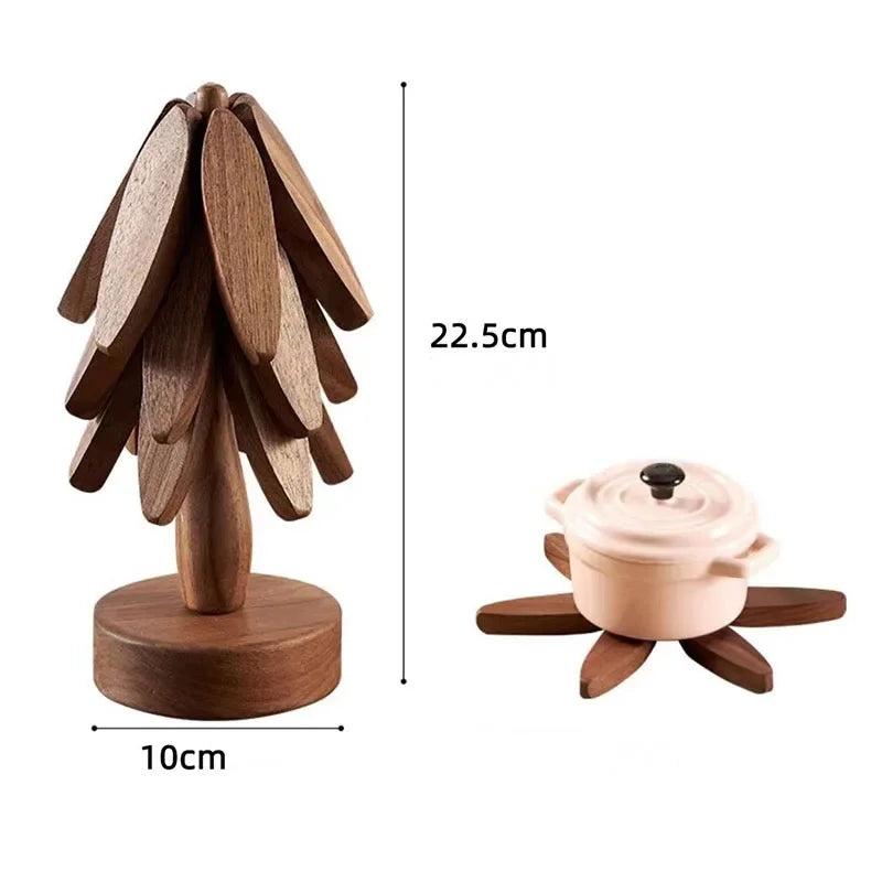 4 Piece Wooden Tree Coaster Set