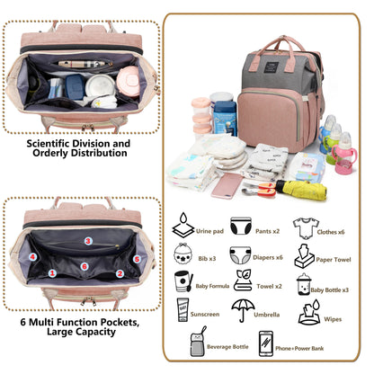 Portable Baby Bed & Diaper Bag: All-in-One Travel Book Bag for Parents