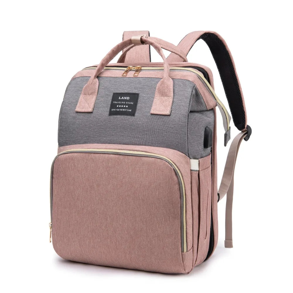 Portable Baby Bed & Diaper Bag: All-in-One Travel Book Bag for Parents