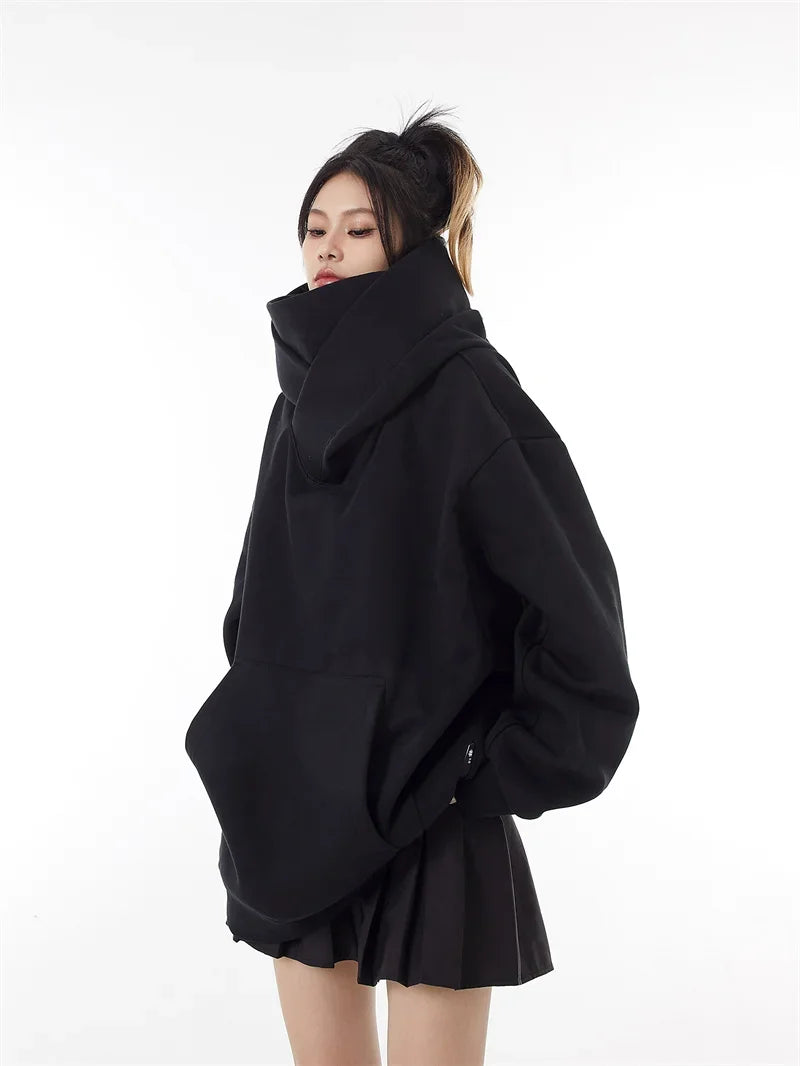 Unisex Oversized Fleece Turtleneck Hoodie