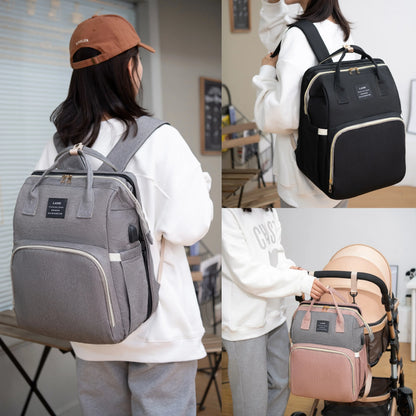 Portable Baby Bed & Diaper Bag: All-in-One Travel Book Bag for Parents